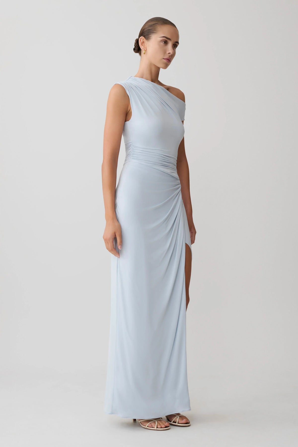 Alyn Off Shoulder Draped Maxi Dress Pale Blue