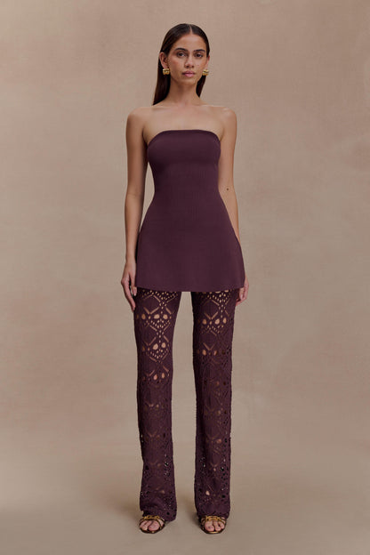 Anette Bandage Knit Strapless Top Chocolate