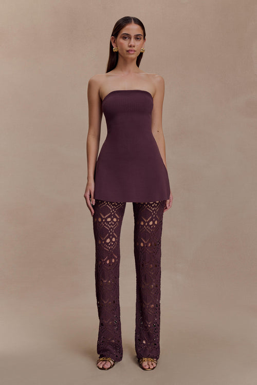 Anette Bandage Knit Strapless Top Chocolate