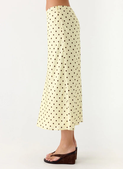 Breanne Midi Skirt Yellow Polka Dot