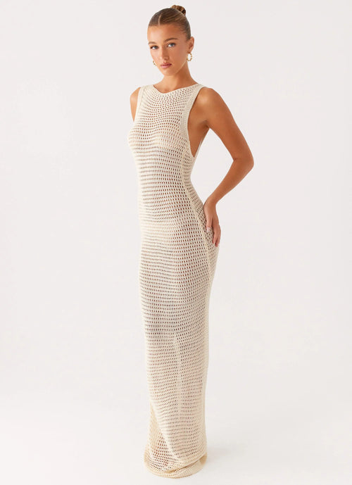 Beach House Crochet Maxi Dress White