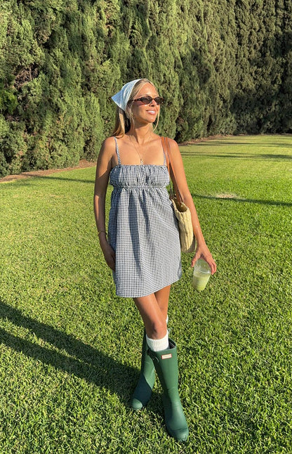 Avara Black Gingham Mini Dress