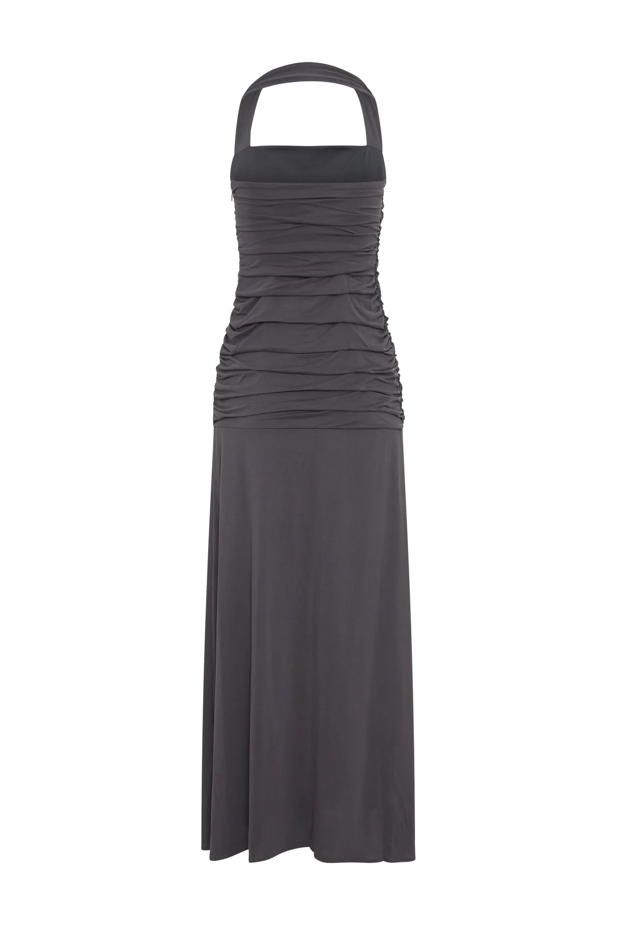 Bentley Peached Jersey Halter Maxi Dress Charcoal