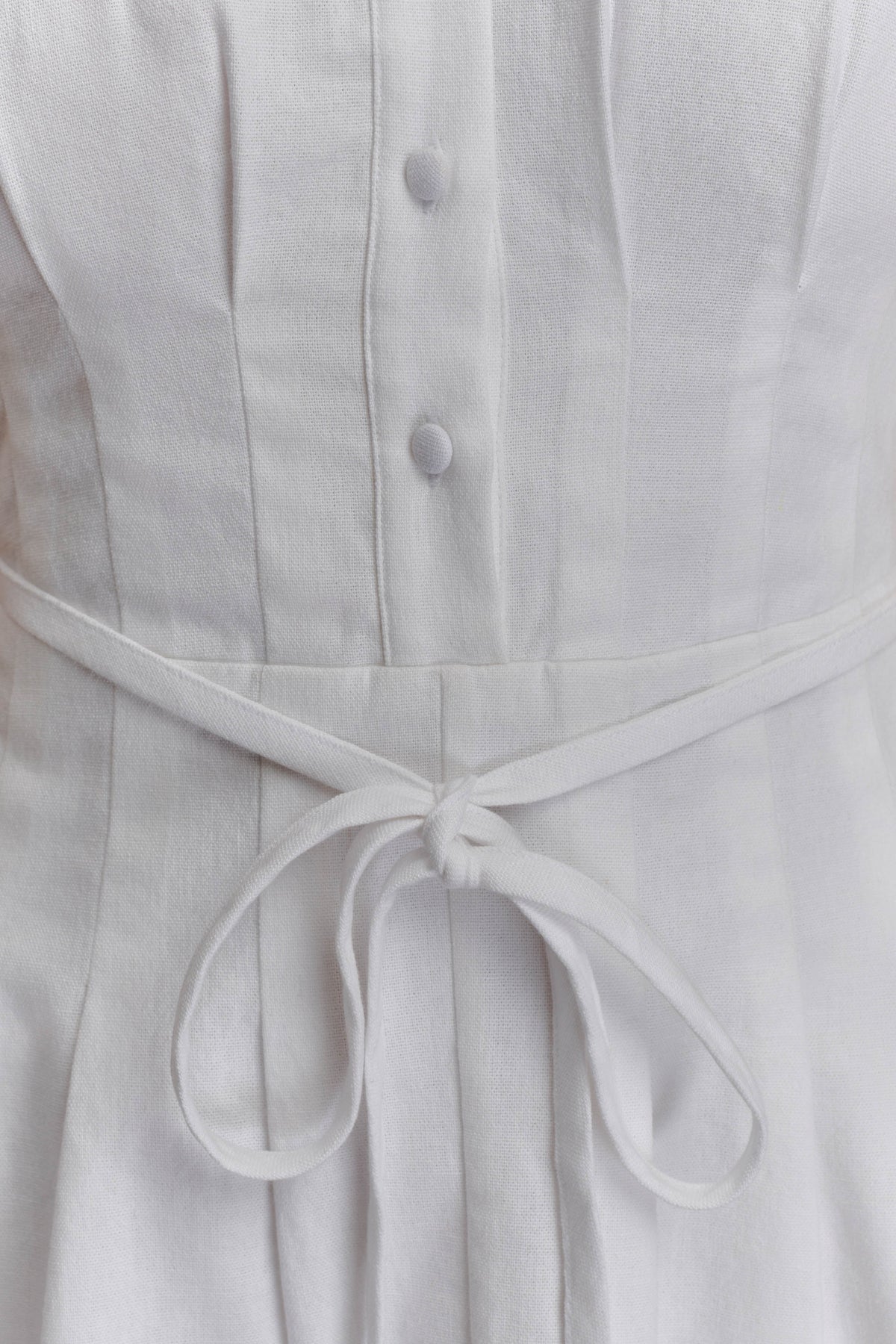 Aysha Buttoned Linen Mini Dress White