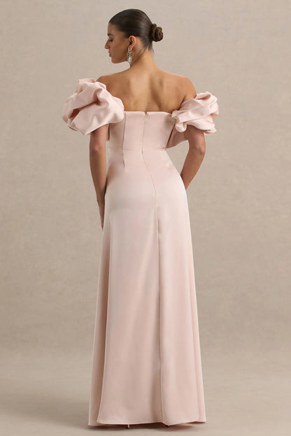 Allie Pale Pink Puff Bardot Maxi Dress
