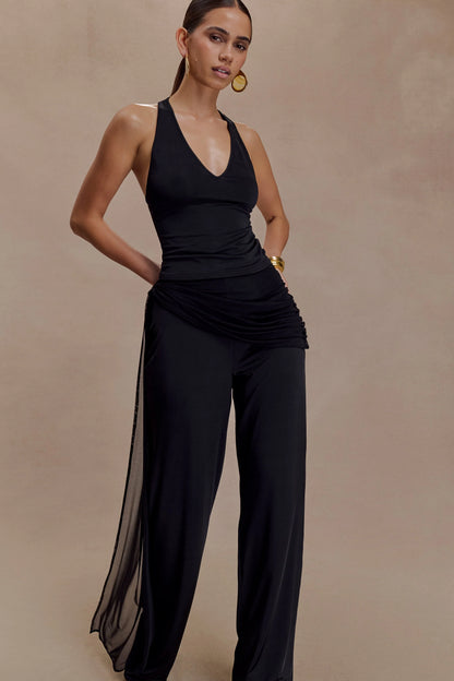 Aspyn Slinky And Mesh Top Black
