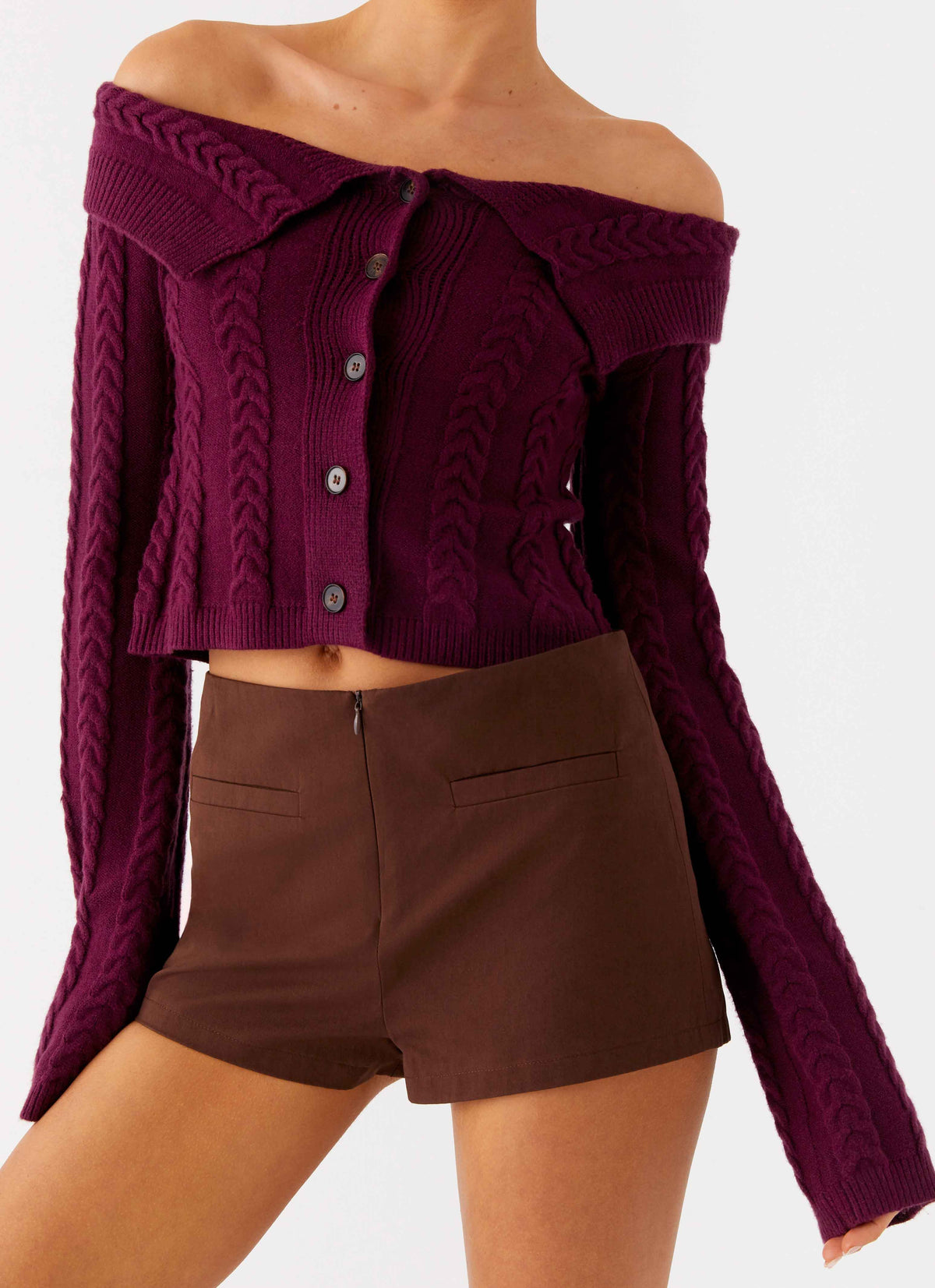 All Hours Cable Knit Plum