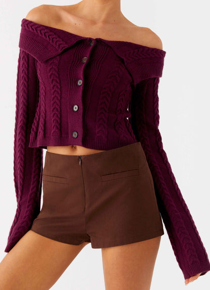 All Hours Cable Knit Plum