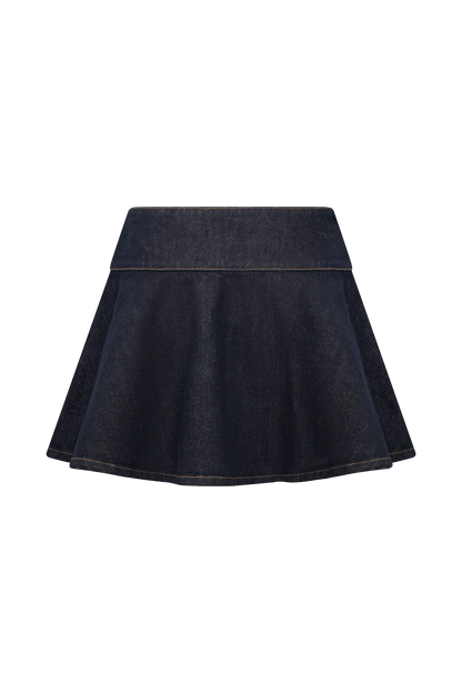 Arista Denim Mini Skirt Washed Indigo Blue