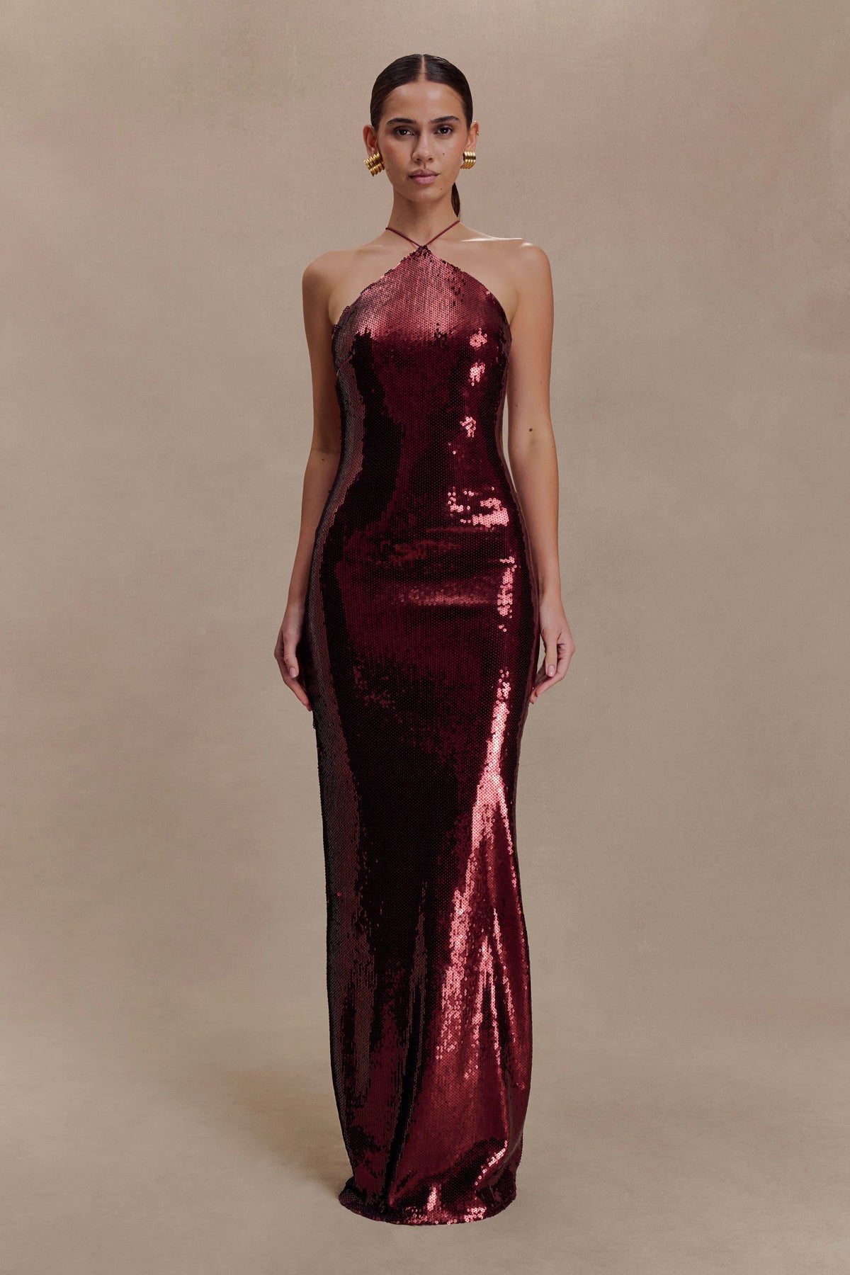 Baldwin Sequin Cut Out Maxi Dress Mahogany