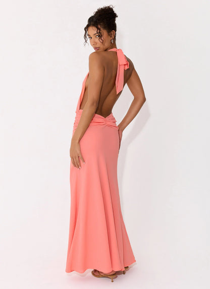 Attina Halter Maxi Dress Coral