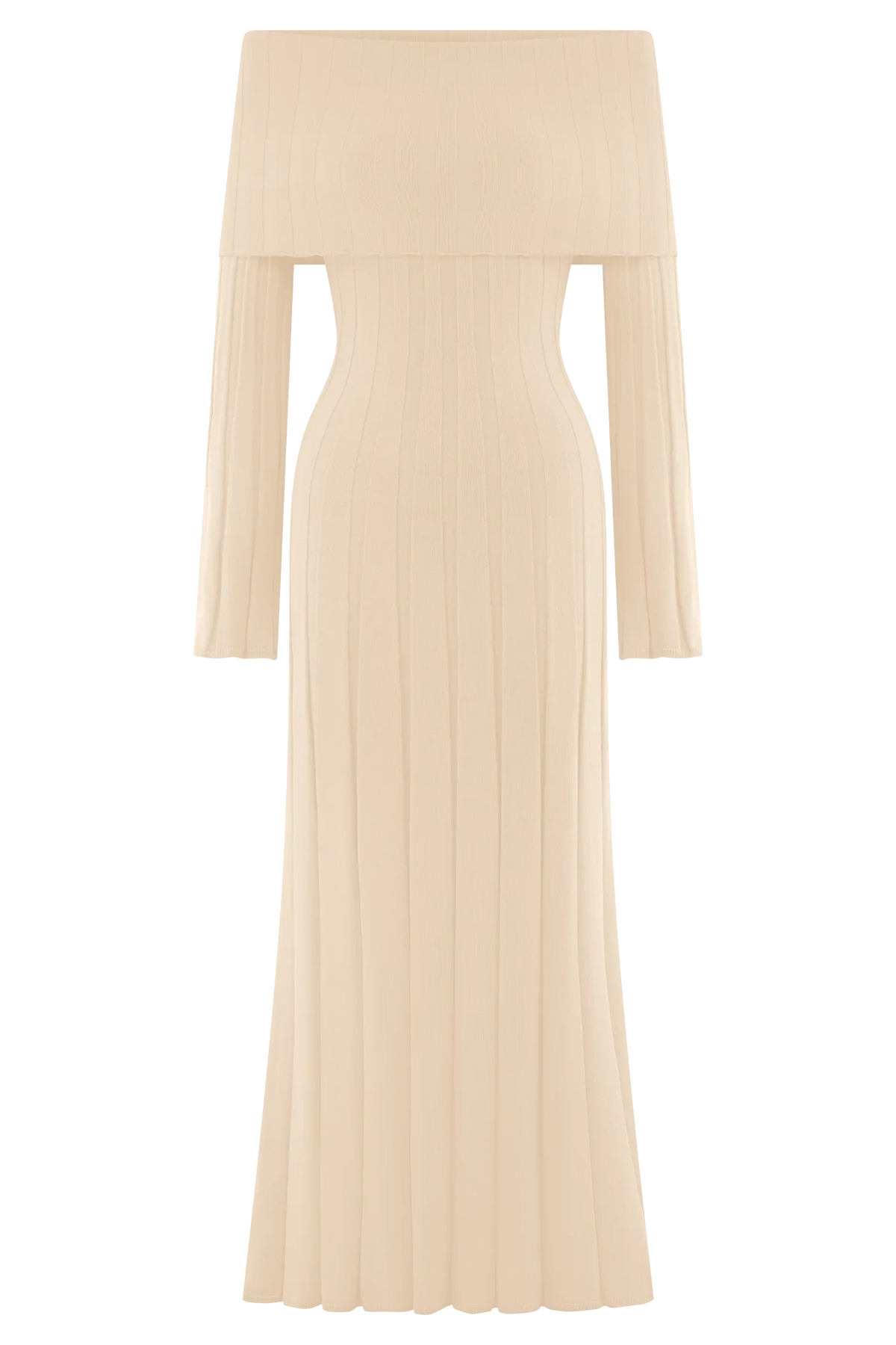 Alonza Long Sleeve Knit Midi Dress Cream