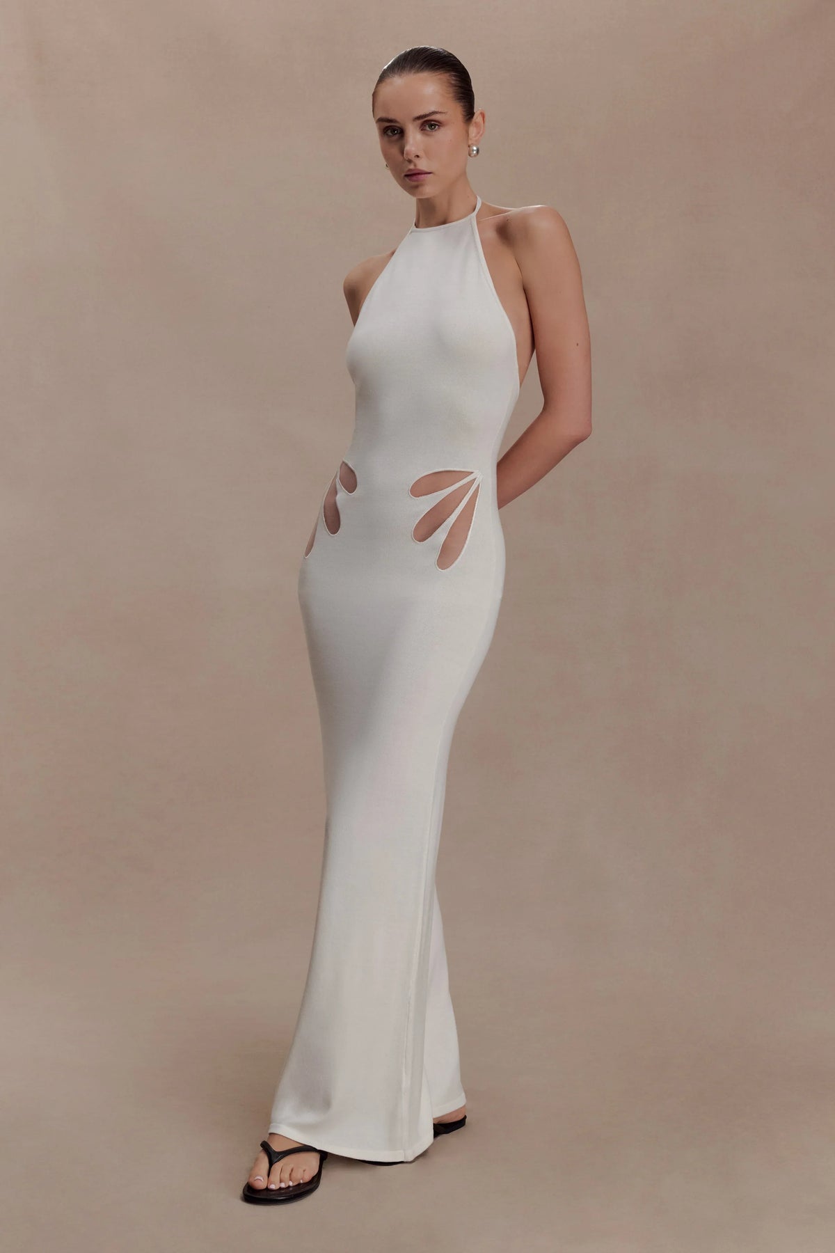 Brock Knit Halter Maxi Dress White
