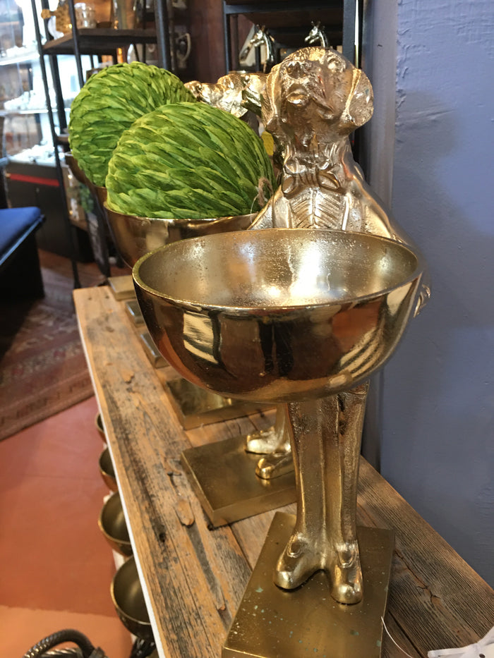 CAST ALUMINUM LABRADOR HOLDING BOWL GOLD FINISH