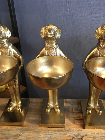 CAST ALUMINUM LABRADOR HOLDING BOWL GOLD FINISH