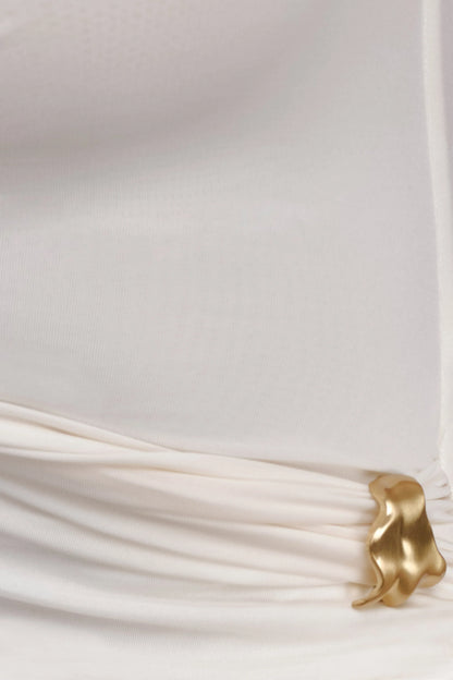 Amia Slinky Sleeveless Top With Hardware Ivory