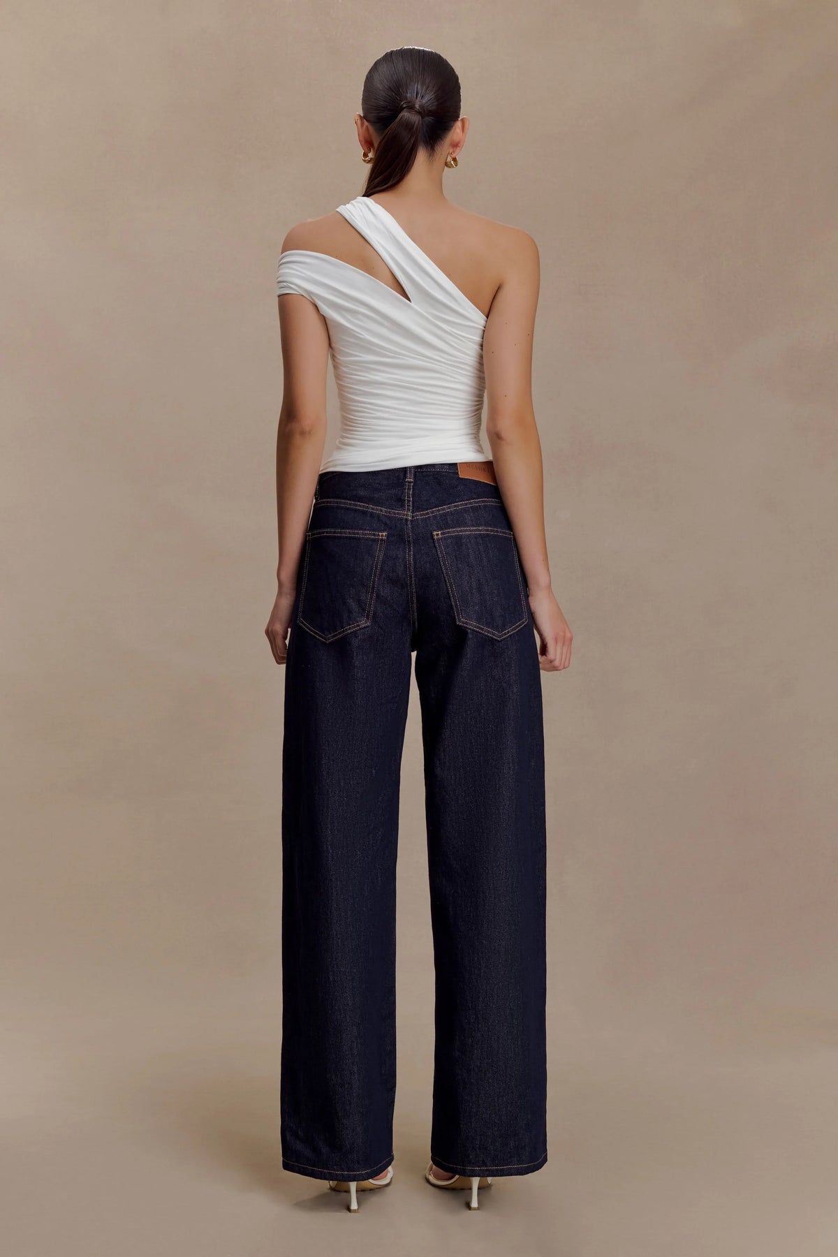 Anna One Shoulder Modal Top White