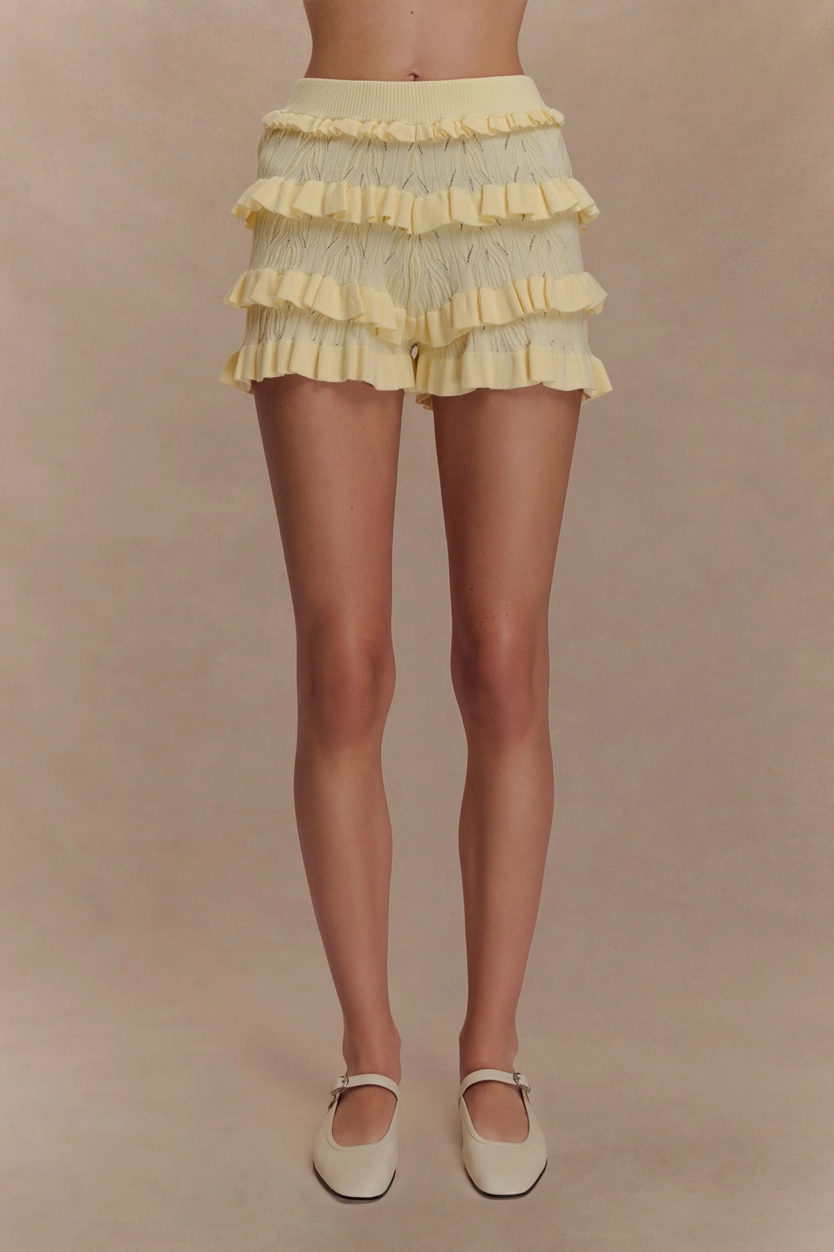 Amy Pointelle Knit Frill Bloomers Lemon