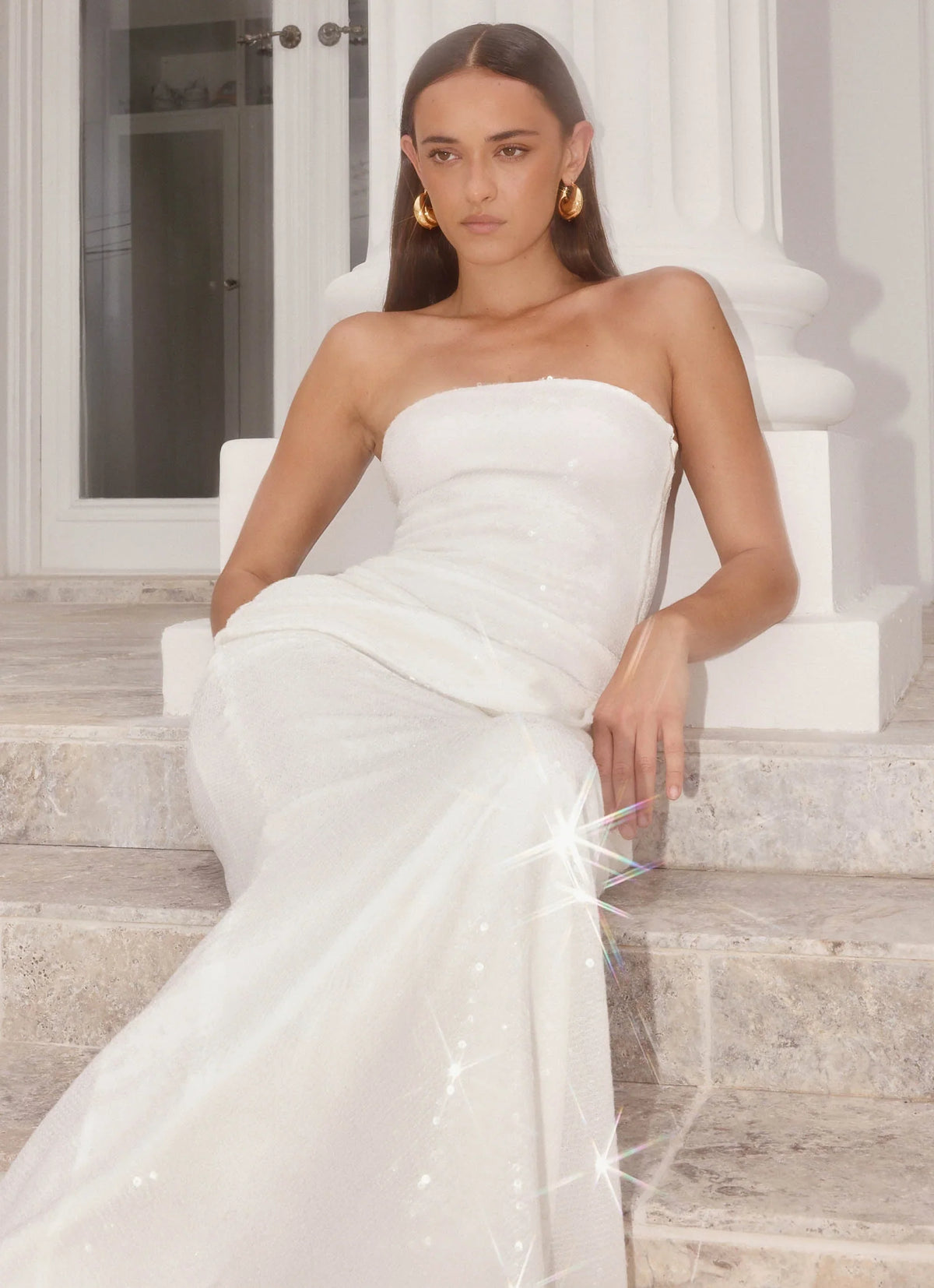 Anticipating Sequin Maxi Dress White
