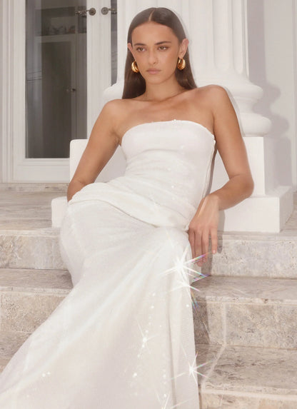 Anticipating Sequin Maxi Dress White