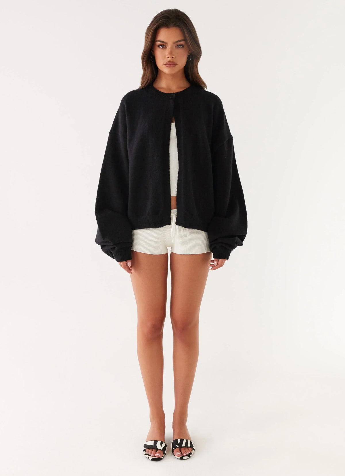 Annie One Button Cardigan Black