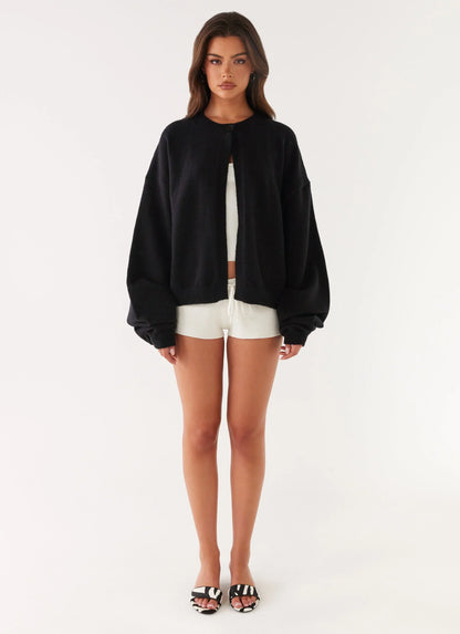 Annie One Button Cardigan Black