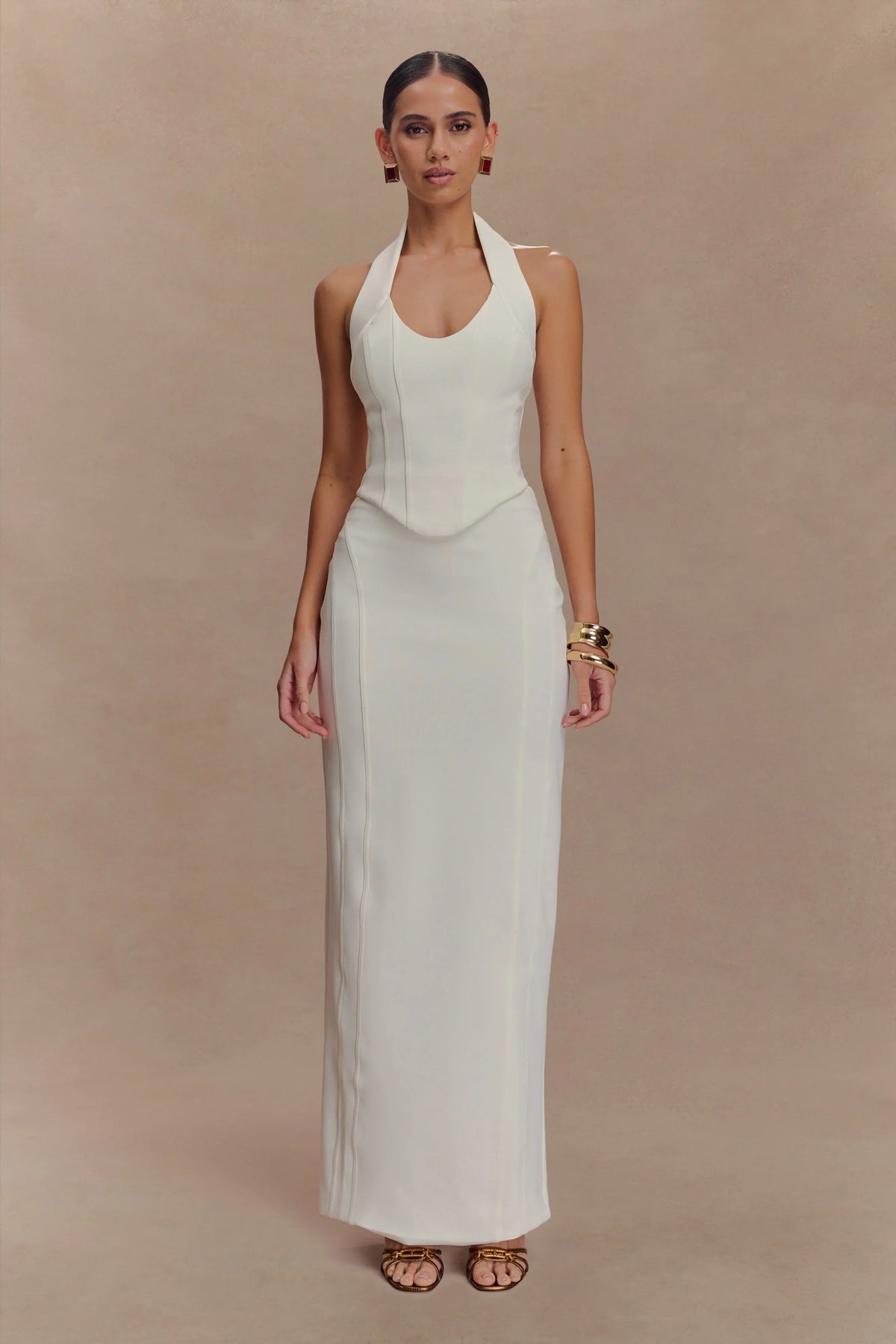 Alma High Waist Maxi Skirt White