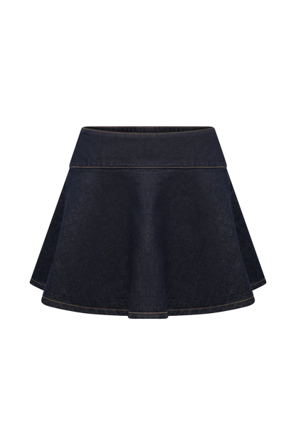 Arista Denim Mini Skirt Washed Indigo Blue