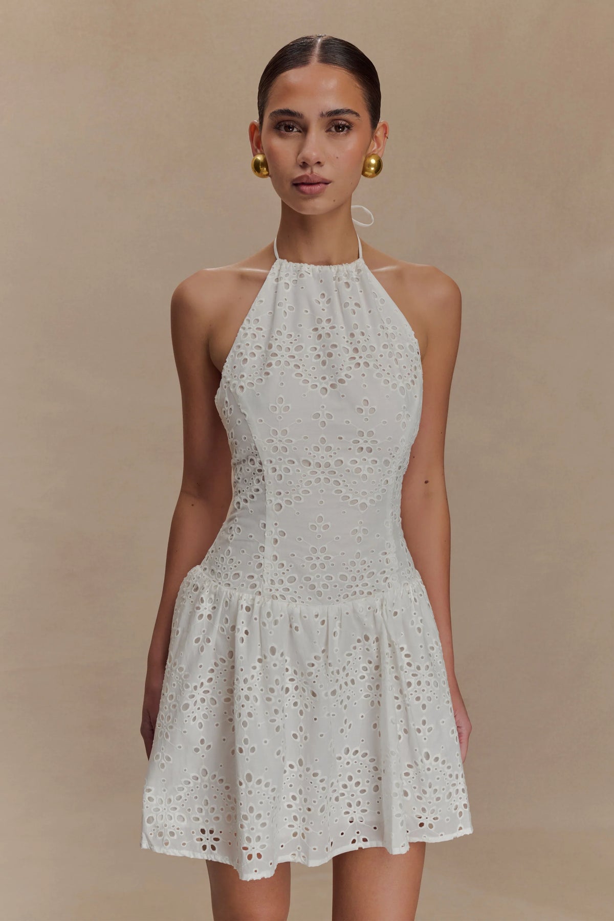 Carlina Broderie Mini Dress White