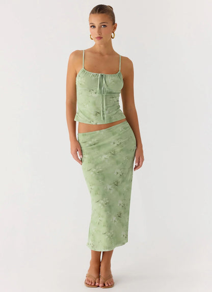 Bahama Low Rise Midi Skirt Blurred Lime