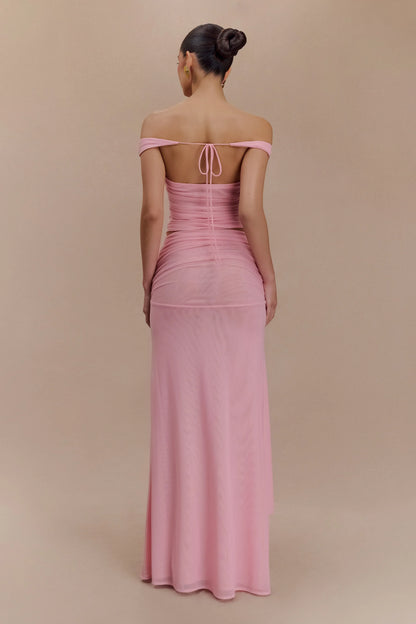 Arna Mesh Maxi Skirt Candy Pink
