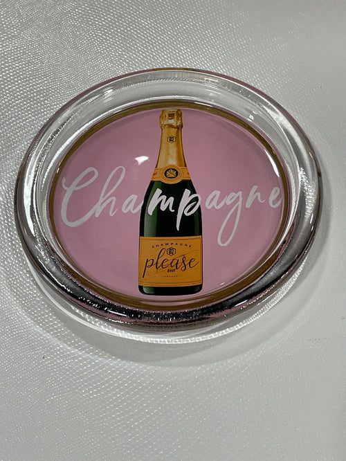 COASTER CHAMPAGNE PLEASE WHITE ON PINK  5"