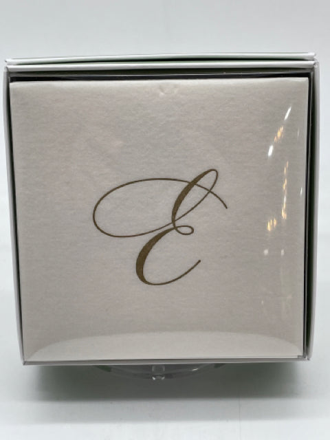 COCKTAIL NAPKIN "E" INITIAL WHITE AND GOLD PAPER LINEN