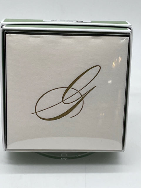 COCKTAIL NAPKIN "G" INITIAL WHITE AND GOLD PAPER LINEN
