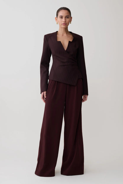 Agatha Square Neck Blazer Plum Pinstripe