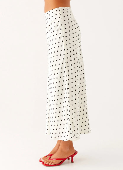 Breanne Midi Skirt White Polka Dot