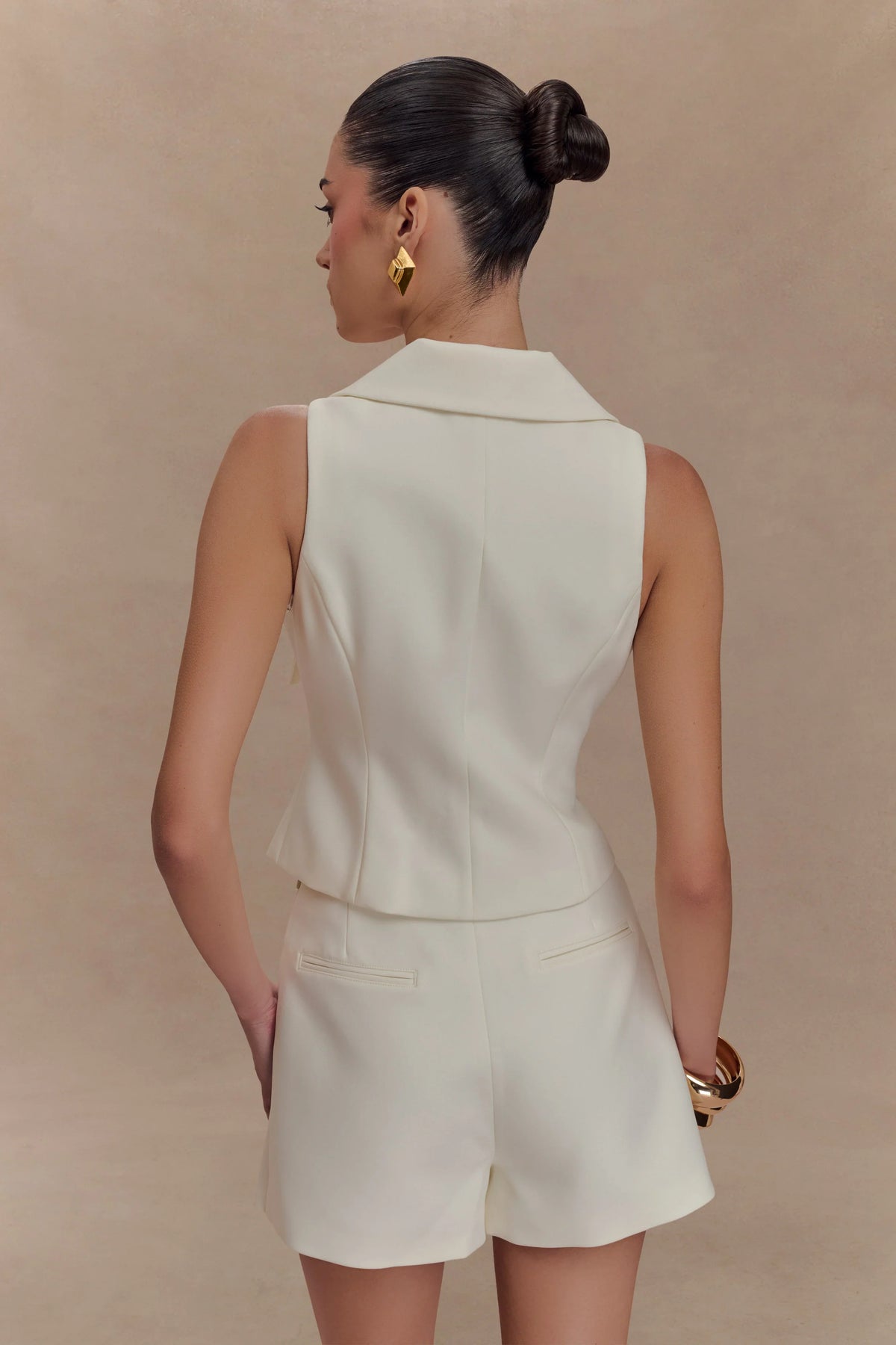 Alix Mixed Button Vest Ivory