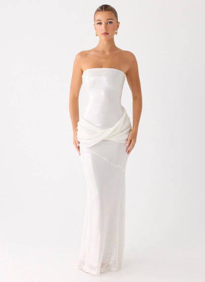 Anticipating Sequin Maxi Dress White