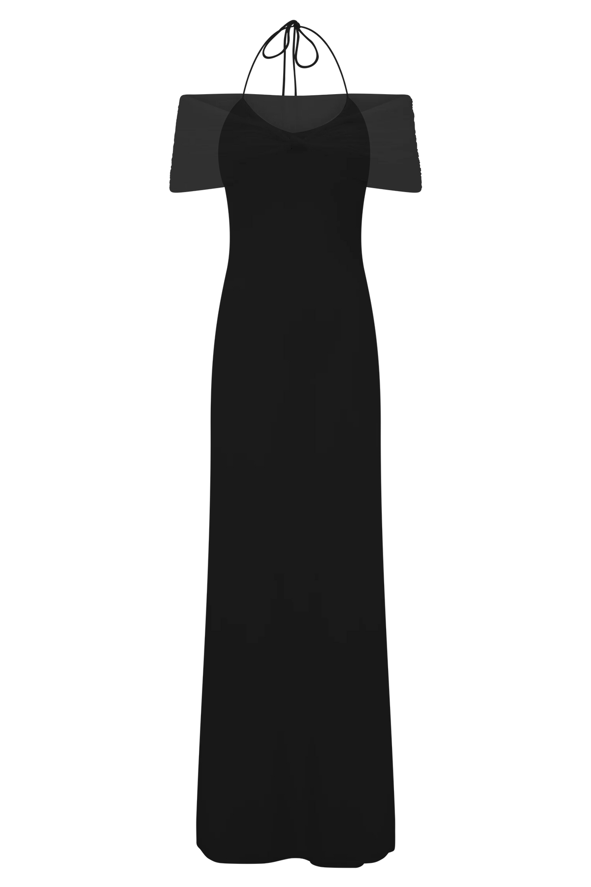 Bernadina Mesh And Slinky Halter Maxi Dress Black