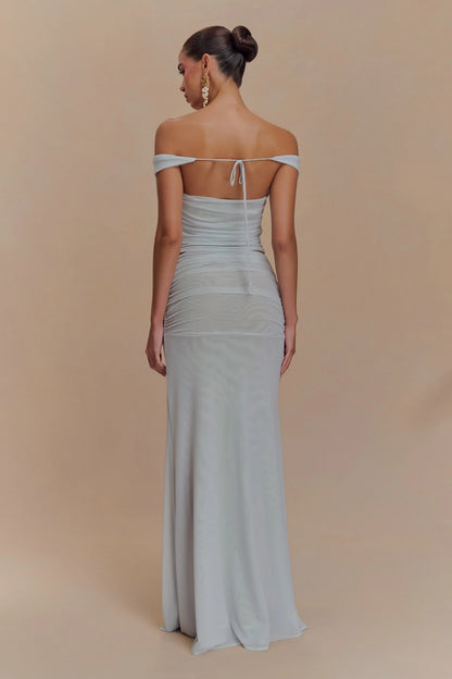 Arna Mesh Maxi Skirt Pale Blue