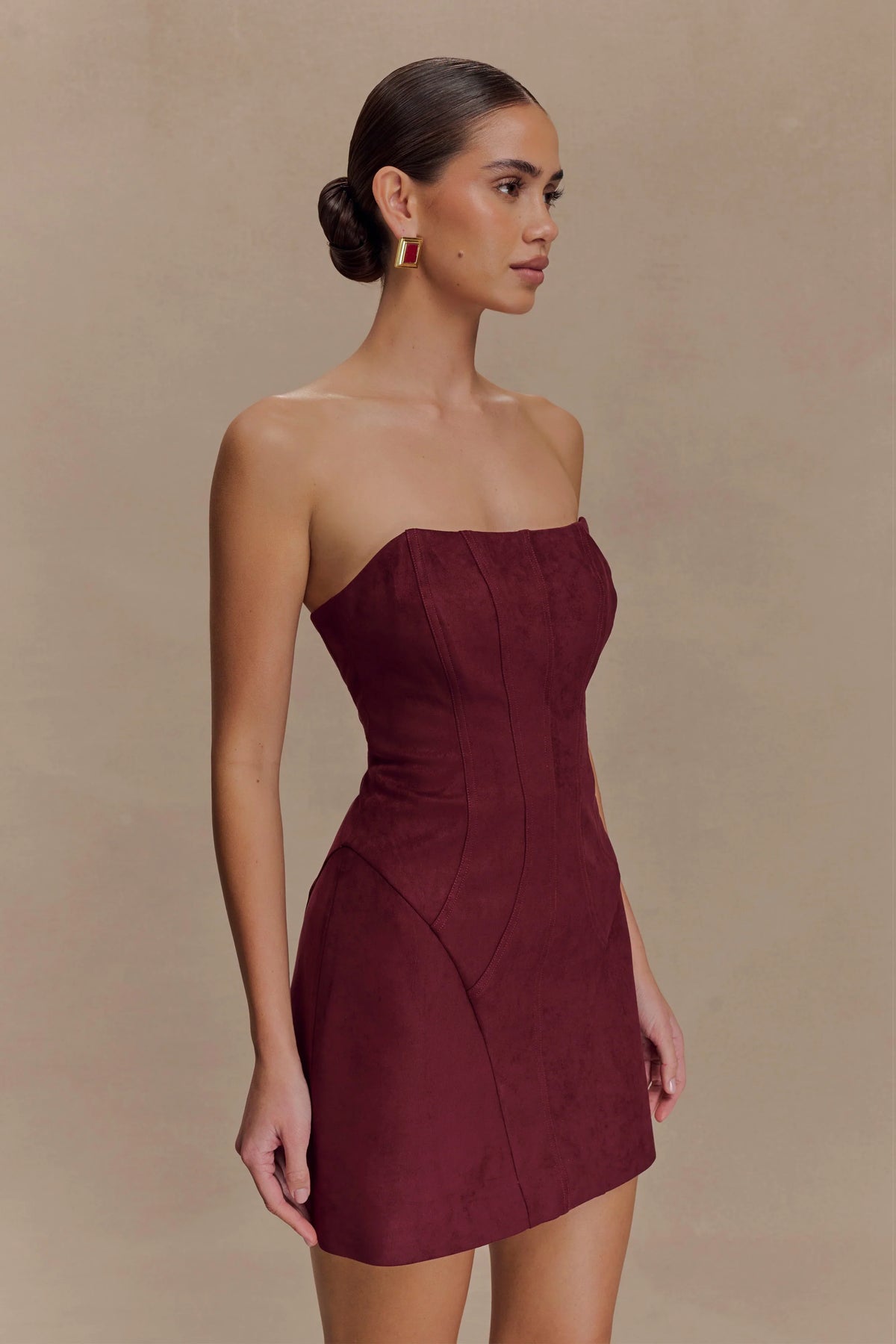 Andy Faux Suede Mini Dress Wine