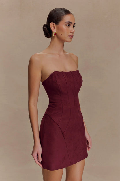 Andy Faux Suede Mini Dress Wine