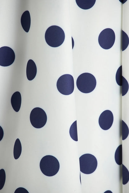 Berta White And Navy Polka Dot Square Neck Midi Dress