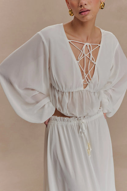 Carlie Chiffon Maxi Skirt Ivory