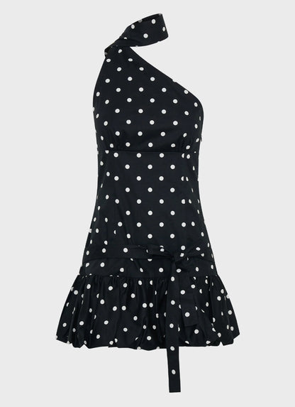 Belina Scarf Mini Dress Black Polkadot