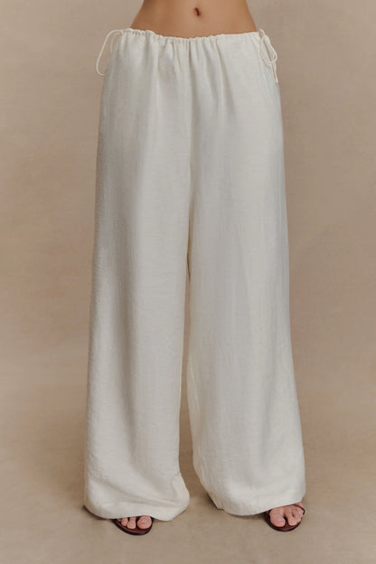 Callum Drawstring Straight Leg Pants White