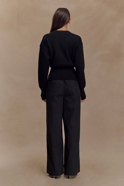 Alexia Buttoned Oversized Cardigan Black