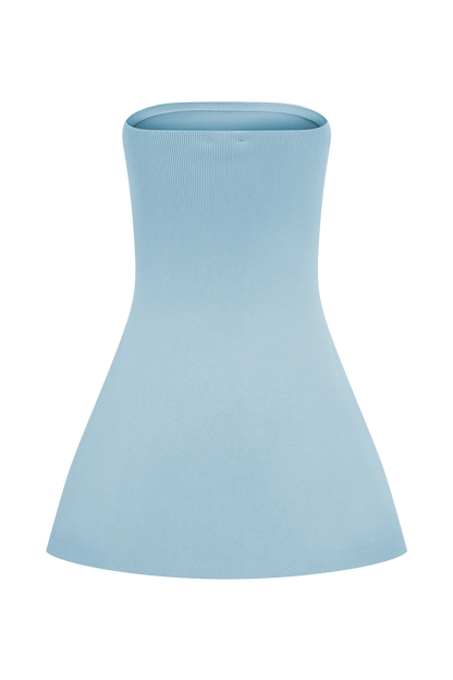 Anette Bandage Knit Strapless Top Sky Blue