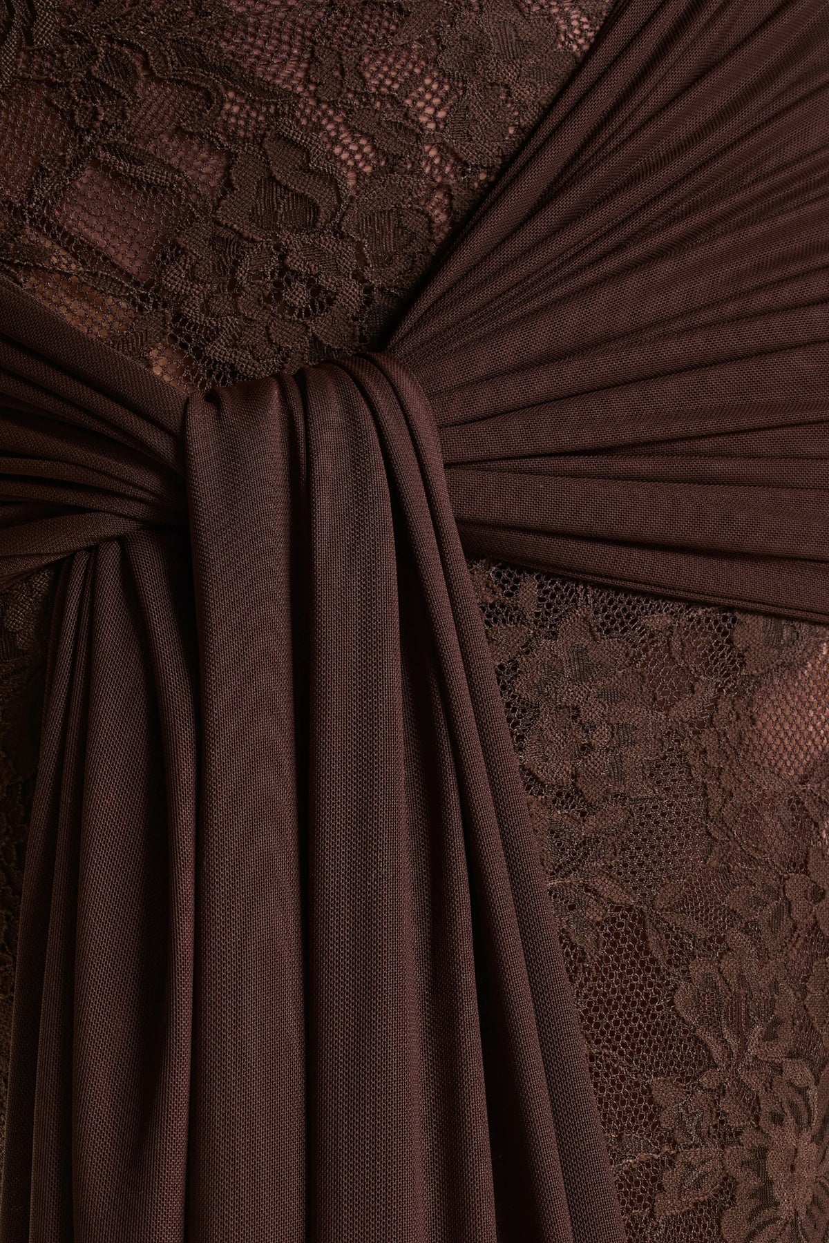 Akira Brown Lace Maxi Dress With Sash Detail