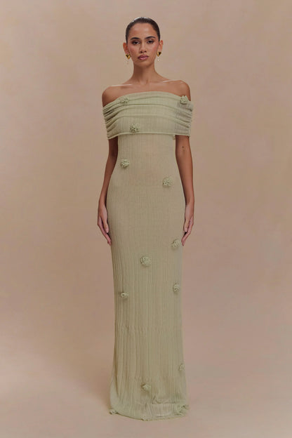 Brynn Orchid Knit Maxi Dress Pastel Green